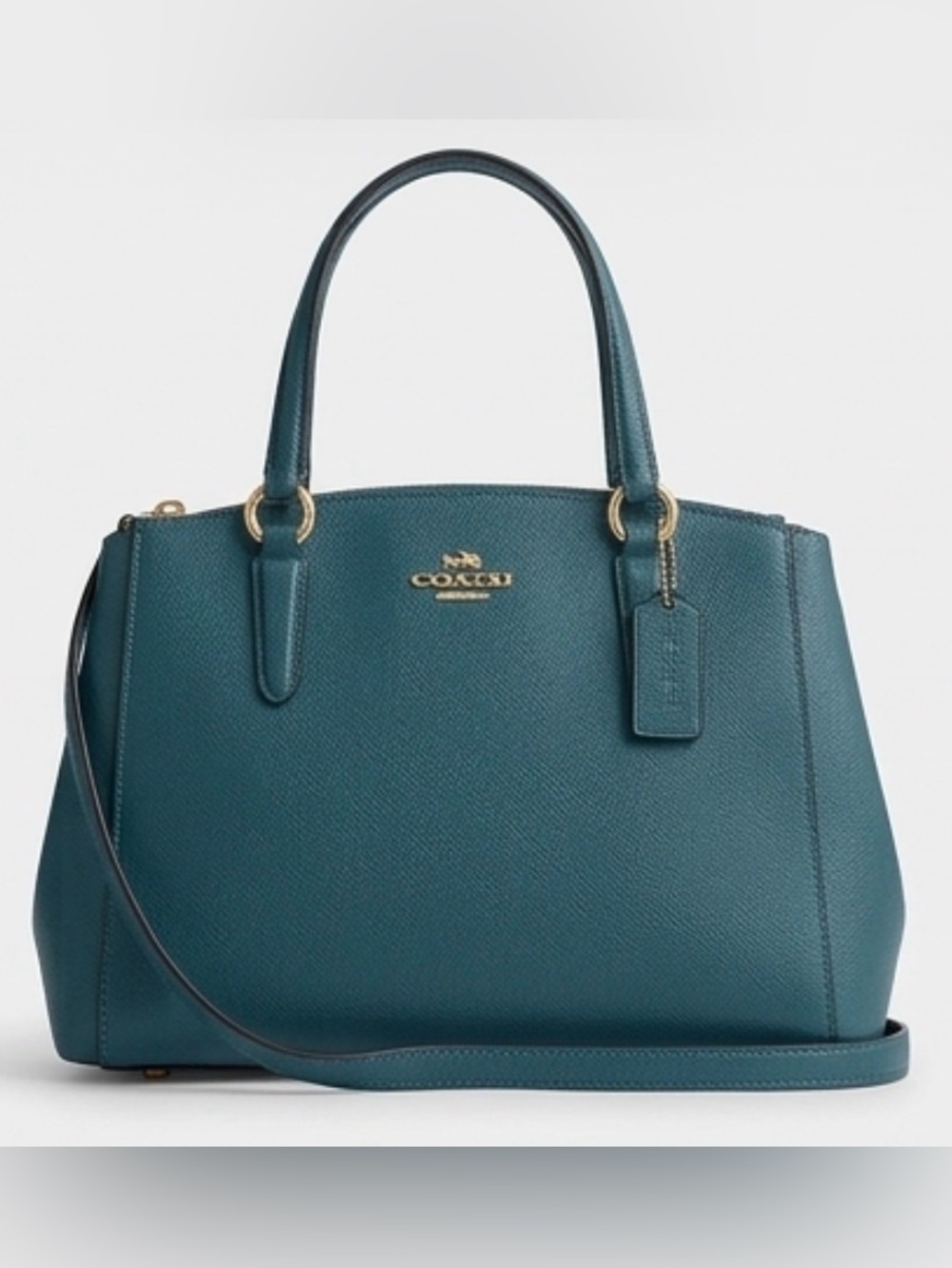 Coach Carryall in Dark Teal/Deep Blue-Green with Gold Hardware